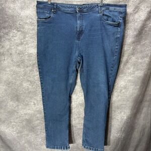The Perfect Jean NYC Mens Size 48x30 Slim Fit Dark Blue Denim Jeans Stretch